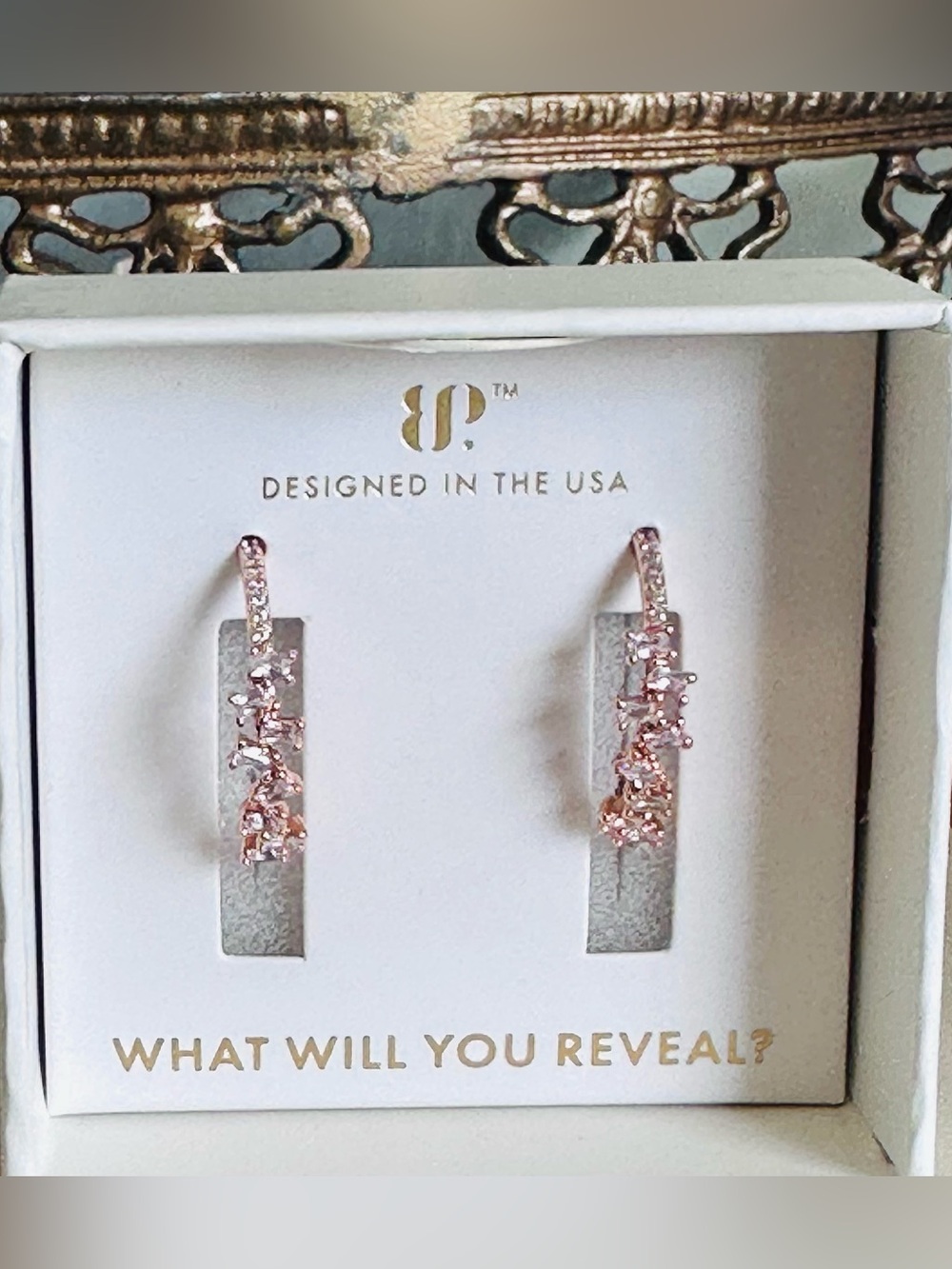 Bomb Party Lumina earrings on Rose Gold & Diamond CZ “Glimmering horizons” hoops